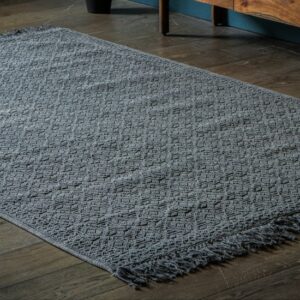 Wonten Fabric Aztec Pattern Rug In Charcoal