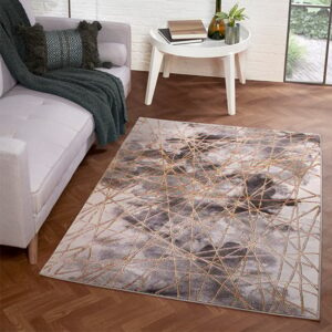 Bianco 185TA 80x150cm Luxury Rug In Dark Grey And Gold