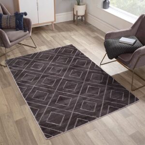 Bianco 196QA 120x170cm Luxury Rug In Dark Grey And Grey